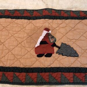Christmas Quilted Santa/Tree/Gift Table Runner 63x14”